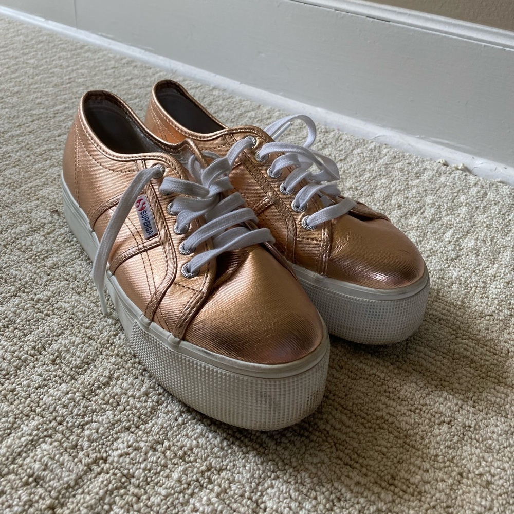 Rose Gold Platform Superga Size 39.5 (W 8.5)